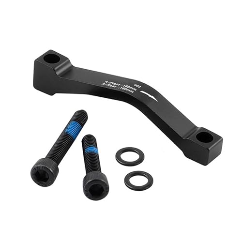 Bicycle Disc Brake Caliper Mount Adapter for 140/160/180/203mm Rotor, Mountain Bike Fork Bicycle Frame Parts Accessories,CNC Machined Aluminum Alloy Rotor Adapter with Bolts (Black, 3#A-F180/R180)