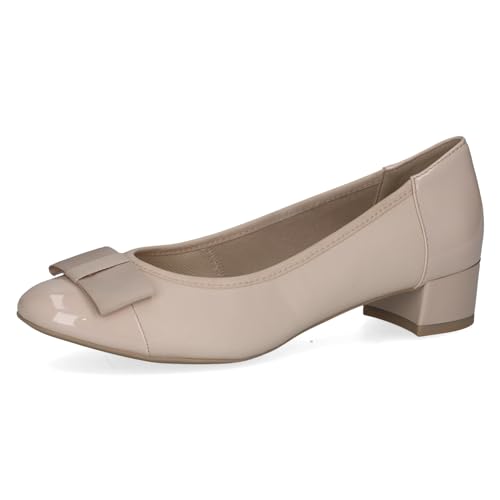 CAPRICE Damen Pumps mit Blockabsatz mit Schleife, Beige (Beige...