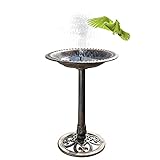 Bonnlo Bird Bath with Solar Fountain Antique Copper Weather Resistant Resin...