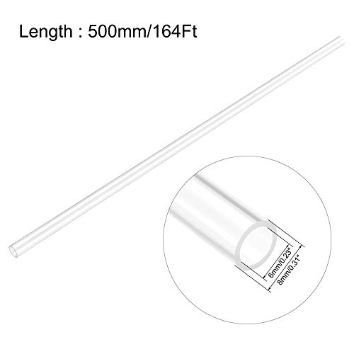 Image of uxcell 2pcs Clear Rigid Tubing 6mm(1 /4'') ID x 8mm(5 /16'') OD x 1.64Ft Length Round Plastic Polycarbonate Tube