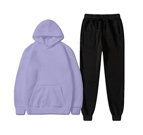 Ensemble de sport homme avec sweat à capuche et pantalon violet clair XL
