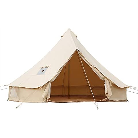 Outop 100% Cotton Canvas Bell Tent for Family Yurt Camping with a Stove Jacket on The Top-16.4ft(5M) Cover