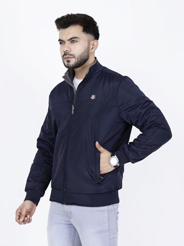 Image of Dollar Full Sleeves Bomber Jacket for Men | TPU Men's Standing Collar Lightweight Winter Jacket, Regular Fit