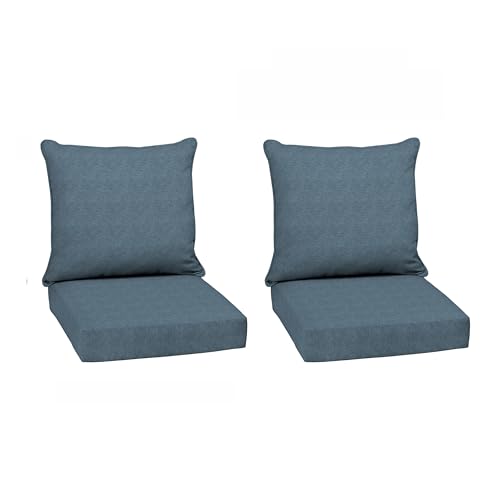 Image of Arden Olefin Outdoor Deep Seat Cushion Set (2-Pack), 24 in x 24 in, Weather-Proof, Rain-Proof, Fade Resistant Patio Cushion for Chair, Sofa, and Couch Denim Alair