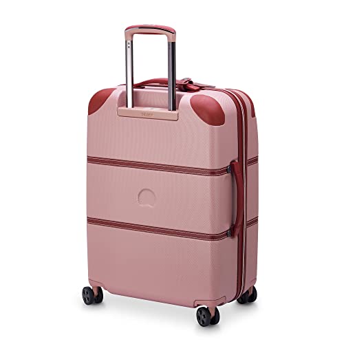 Image of DELSEY PARIS Chatelet Air 2.0 Checked Suitcase 24 Inch Medium, Hardside Polycarbonate Luggage, Dual-Density Spinner Wheels, TSA Lock, Pink