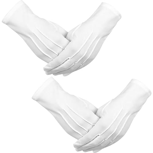 2 Pares Guantes Blancos, Guantes Blancos de Etiqueta con
