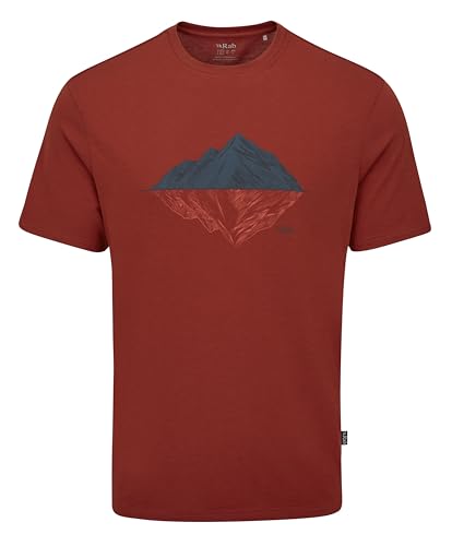 Rab Men's Crimp Reflection Tee Short Sleeve Graphic T-Shirt for Hiking, Trekking, & Everyday Use - Tuscan Red - X-Large
