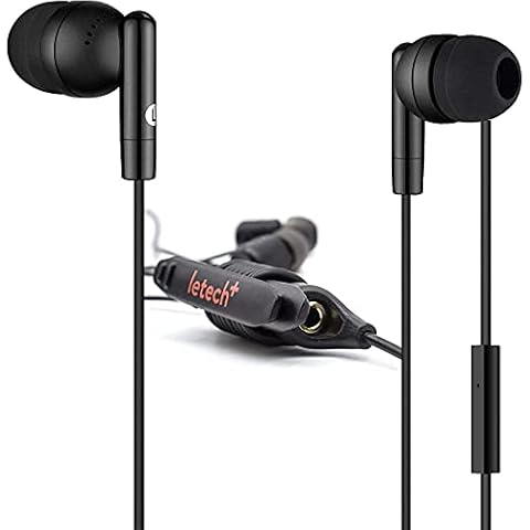 letech+ ISHARE in-Ear Wired Earbuds Headphone with Mic and Remote,Audio Splitter,Stereo Sound for iPhone Android Devices (Sleek Style Black) Cover