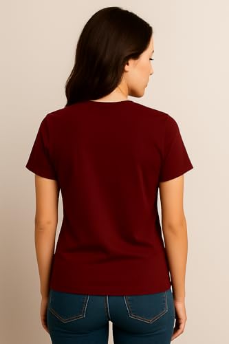 Image of Women's Solid Round Neck Half Sleeves Polyester T-Shirts, Moisture Wicking t-Shirt (Pack of 1)