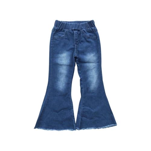 Todder Western Blue Elastic Band Girl Jeans Bell Bottom Pants