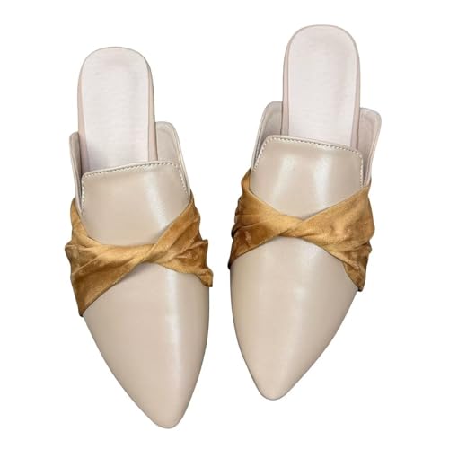 LUXINYU Women's Slippers Flats Ladies Pu Leather Mules with Non-Slip Rubber Sole Indoor Outdoor Casual Shoes