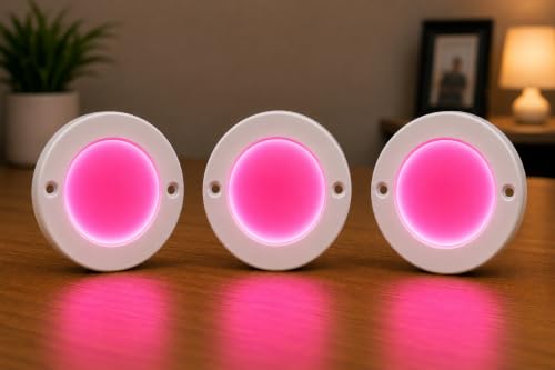 Image of OLIPS 3W LED Cabinet & Cupboard Striker Light Polycarbonate Surface Mount Light | Elegant Slim Body | Bright Energy Efficient LED for Kitchen & Wardrobe (3, Pink)