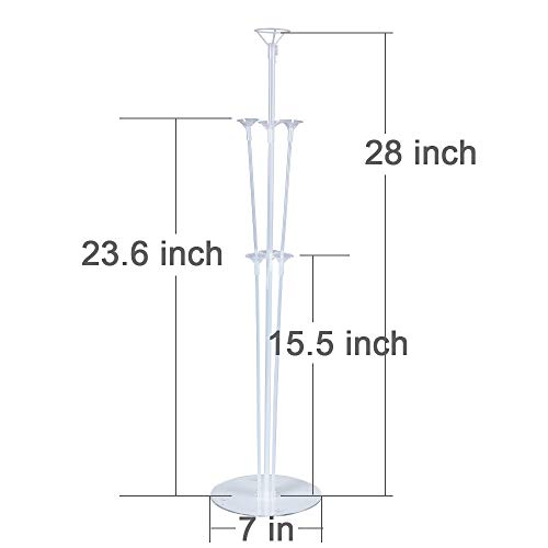 GAKA Table Balloon Stand Kit- 8 Sets 28" Height,Balloons Column Stand Reusable Clear Balloon Holder(7 Balloon Sticks,7 Balloon Cups,1 Balloon Base) for Any Occasions Party Decorations