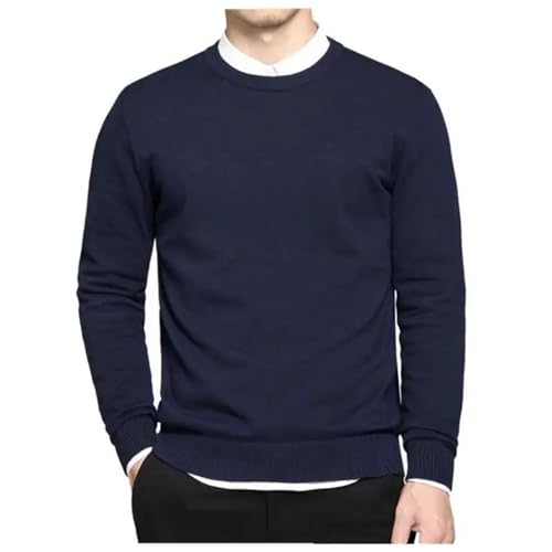 Mens Solid Long Sleeve Pullovers 100 Percent Cotton O-Neck Plus Sweaters Spring Fall Casual Polos Jersey2