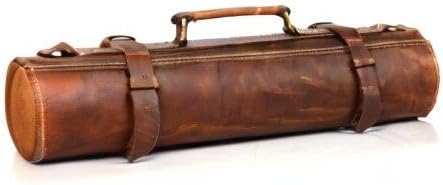 Miniatura 10 de Tolredo - Estuche para cuchillos de chef de cuero genuino de búfalo con 10 ranuras y 1 bolsillo con cremallera para almacenamiento culinario, bolsa