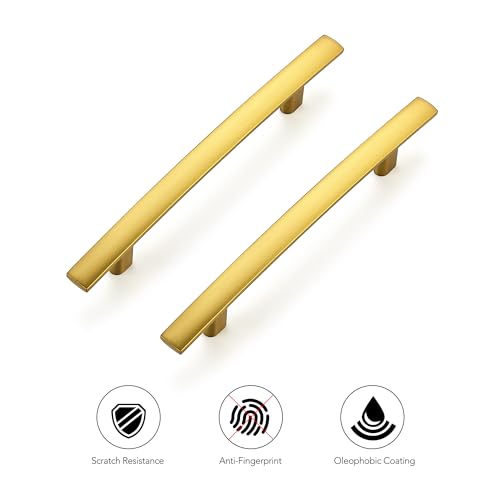 Image of Ravinte 15 Pack Cabinet Handles Brushed Brass Cabinet Pulls Kitchen Cabinet Handles,Curved Drawer Pulls in 6-1 /4 Inch Length with 4 Inch Hole Center Arch Kitchen Cabinet Hardware
