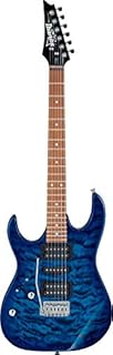 Ibanez GRX 6 String Solid-Body Electric Guitar, Left, Transparent Blue Burst, Full (GRX70QALTBB)