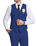 Yewsea Mens Blue Suit Vest and Pants Set 2 Piece Suit Slim Fit Graduation Outfit for Men trajes para Hombre Elegantes XS