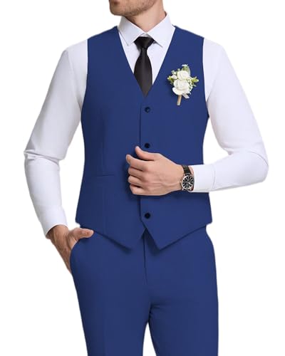 Mens 2 Piece Suit Classic Fit Royal Blue Suits Beach