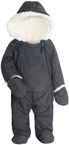 Image of URBAN REPUBLIC Baby Boys’ Pram Snowsuit – Quilted Fleece Lined Bodysuit – Outerwear Coveralls (0-9M)