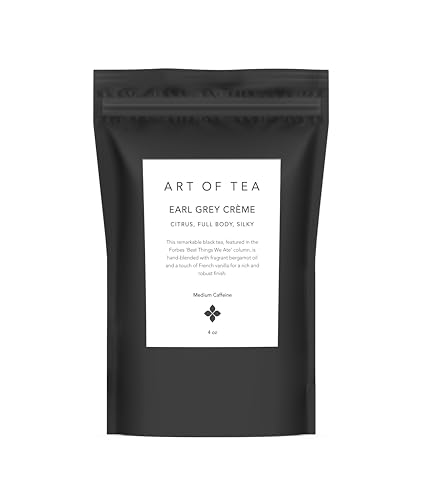 Art of Tea Earl Grey Creme Loose Leaf Tea, Premium Black Tea with Bergamot &amp; Vanilla, Smooth Creamy London Fog Flavor, Gourmet Loose Leaf Earl Grey Tea, 4oz Refill Bag