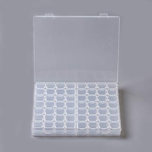 Image of FASHEWELRY 8.3x7.2 Inch 56 Grids Clear Plastic Jewelry Box Storage Containers with Removable Dividers
