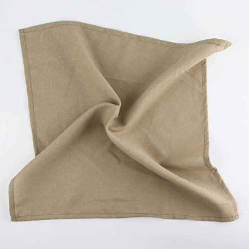 Infei Solid Color Cotton Linen Blended Thin Dinner Cloth Napkins - Set Of 12 (40 X 40 Cm) - For Events & Home Use (Khaki) #TOP3
