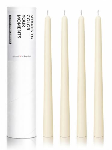 Homeology 10 Classic Taper Candles Ivory 4-Pack 7-8 Hours Long Burning Unscented Tall Candlesticks