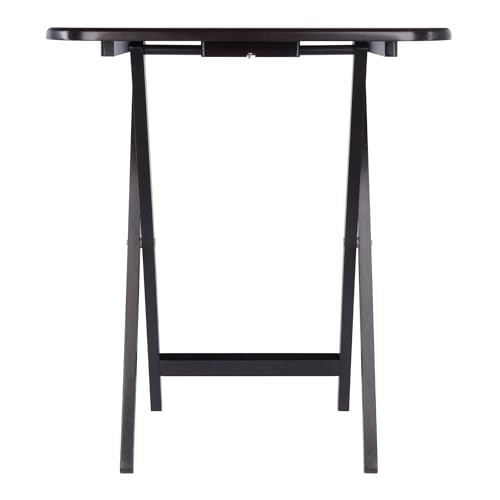 Winsome Corbett Set of 4 Oversized Foldable Snack Tables with Storage Rack, Easy to Store Portable Fold Up Table Set for Kitchen, Living Room TV Dining, Crafts, Puzzles, Work from Home