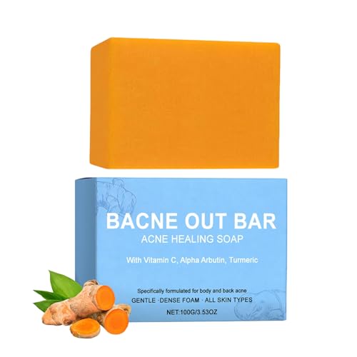 Bacne Out Bar Soap With Turmeric Vitamines C & AlphaArbutin | Deep Pore Cleansing Bar | Natural Body AcneTreatment For Back Chest & Shoulders Darks Spot Remover & Brightening Cleanser