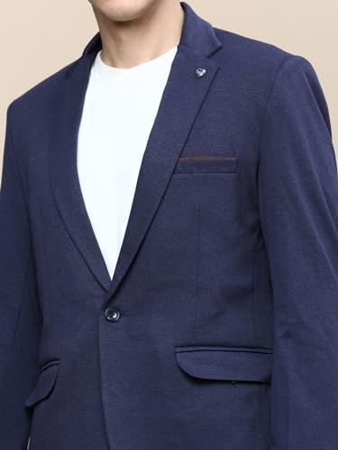 Image of SHOWOFFFF Men Solid Single Breasted Party Blazer | Notched Lapel Full Sleeves Cotton Blazer's for Mens | Slim Fit Regular Length Blazers for Men's