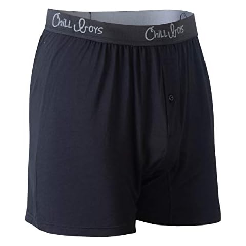 Chill Boys - Cool, Comfortable & Breathable Mens Underwear - Men's Boxers (Medium, Black) - Imported 95% Viscose / 5% Spandex Cover