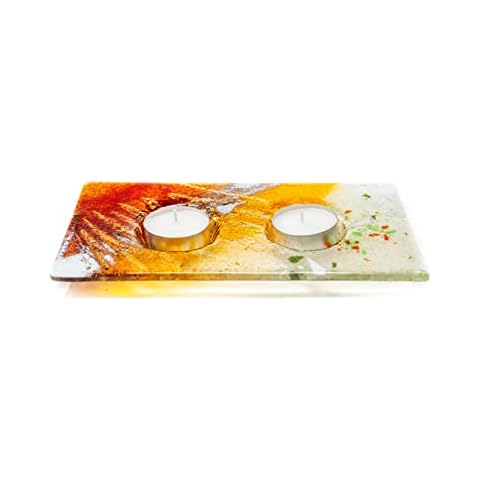 Lafiore Plato Portavelas Doble de Cristal Artesano con Velas Cover
