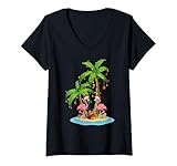Photo Gallery donna flamingo tropical xmas palm tree lights, flamingo christmas maglietta con collo a v Photo Gallery donna flamingo tropical xmas palm tree lights, flamingo christmas maglietta con collo a v