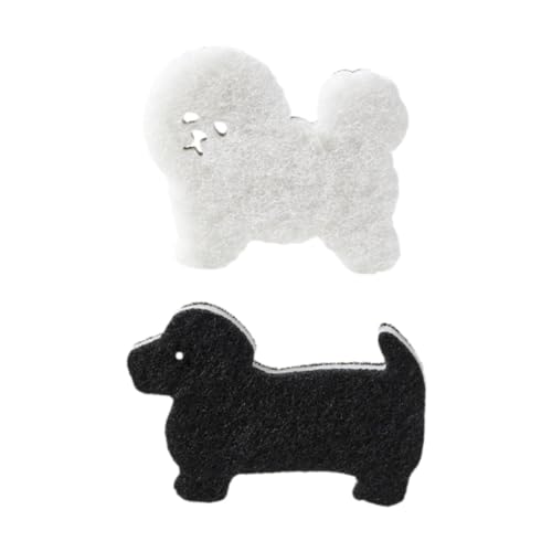 LOL-FUN 2 個入り キッチンスポンジ 傷つけない 犬の形 かわいい 厚手 吸収性 多目的 食器洗い 鍋 フライパン こすり洗い用スポンジ