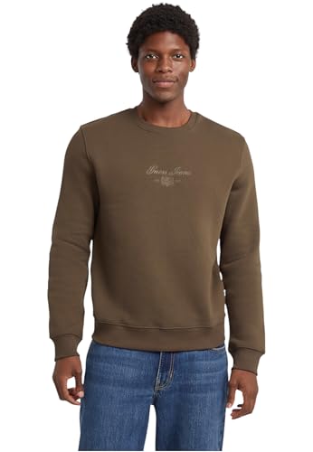 GUESS Hombre Sudadera de cuello redondo algodón M5BQ35K9V31, marrón, L