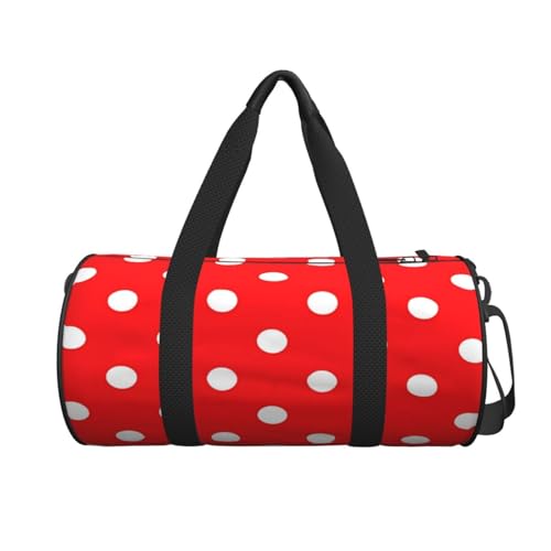 Travel Duffle Bag for Men Women, Red Polka Dot Duffle Bags for Sport Gym Overnight Luggage2