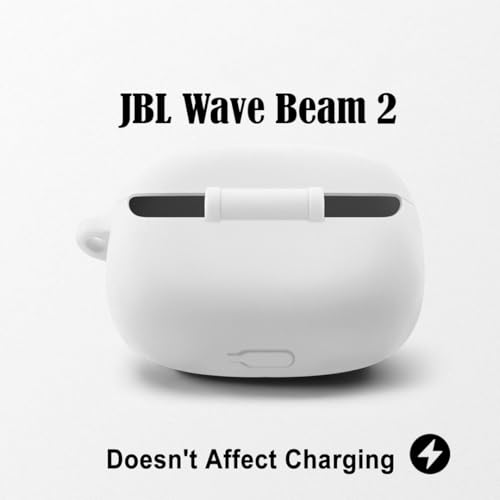 Image of LIRAMARK Silicone Cover Case with Carabiner Compatible with JBL Wave Beam 2 (2024) (White)