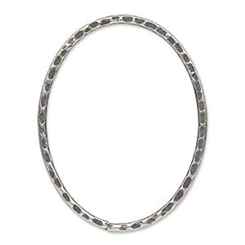 6 Antiqued Silver Plated Steel Hammered Oval Links / 40x30mm