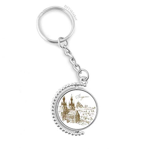 Key ring Prague république tchèque rotatif, le souvenir idéal à offrir aux passionnés de voyage