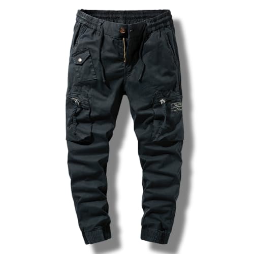 Mens Cargo Joggers–Slim Fit Flex Work Pants with Belt Loops Elastic Waist Zipper Pockets Drawstring Waist–Dynamics LLC