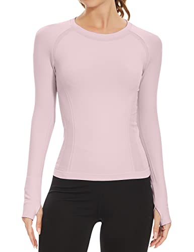 Image of MathCat Workout Shirts for Women Long Sleeve, Workout Tops for Women, Quick Dry Gym Athletic Tops，Seamless Yoga Shirts XS-XL Purple