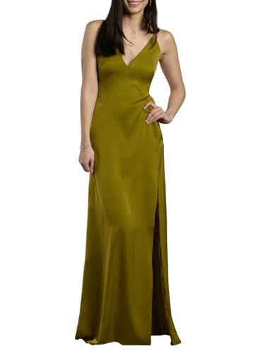 David's Bridal Charmeuse Plunge Seamed Slim A-Line Dress