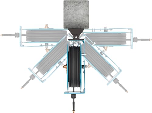 HAZET Open Hose Reel 9040OS-10, 20 Meters/65.62 Feet, 0.39 Inches/10mm, Max. 290 psi, Steel Construction, Automatic Return, Swivel Base, Incl. Mounting Options, Connection Length 6.56 Feet