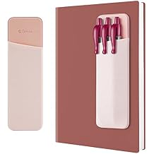 Epessa Stick-On Pen Holder for Notebook, Adhesive Pencil Sleeve Pouch for Hardcover Journals, Planners, Notebooks, Reusable Pen Pocket Organizer Easy to Remove Pink