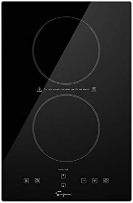 Empava 12 Inch Electric Induction Cooktop Smooth Surface with 2 Burners 120V, 12 Inch, Black
