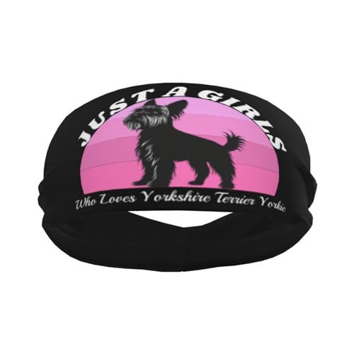 Just A Girls Who Loves Yorkshire Terrier Yorkie Adjustable Sports Headband Moisture Wicking Sweatband for Running Workout2