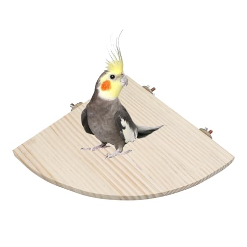 Image of Bird Perch Stand Platform, 11.8 x 11.8 Inch Natural Wooden Small Animals Cage Shelf, Cage Accessories for Parrots Parakeets Cockatiels Rats Hamster Guinea Pig Conure Chinchillas