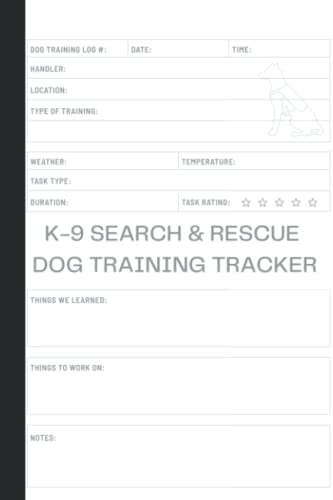 Majosta K-9 SAR Dog Training Tracker Log Book