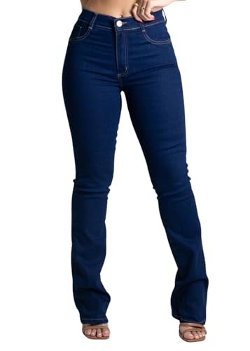 Calça Jeans Feminina Flare Sawary Bootcut Boca de Sino Lycra Elastano Original Moda Feminina (BR, Ci